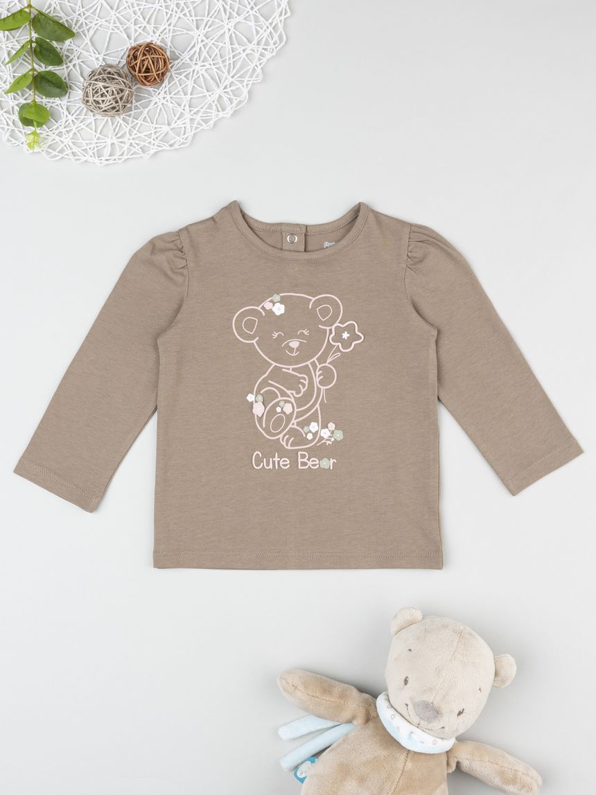 T-shirt bimba verde stampata