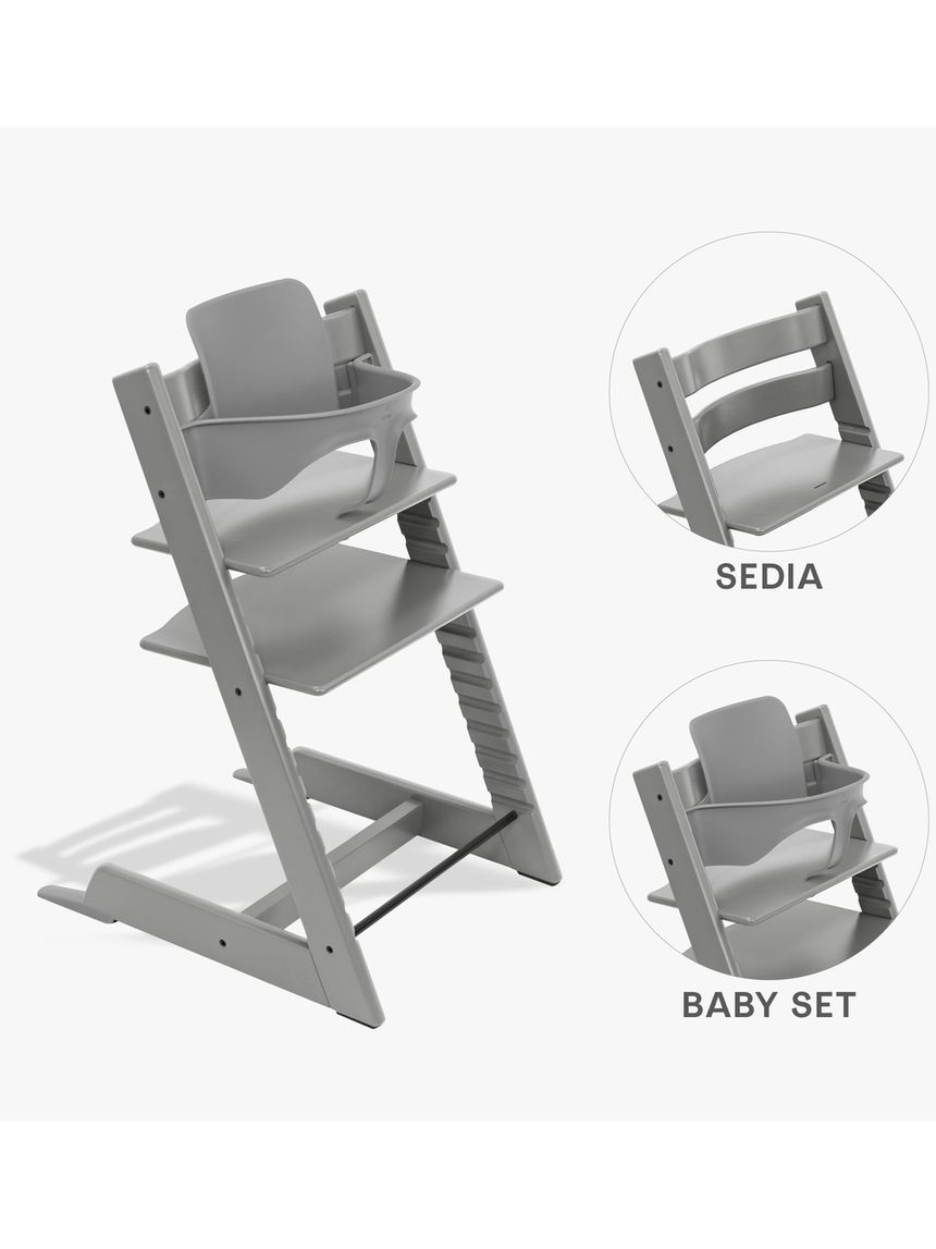 Pack seggiolone tripp trapp® storm grey sedia + babyset - personalizzabile - stokke®