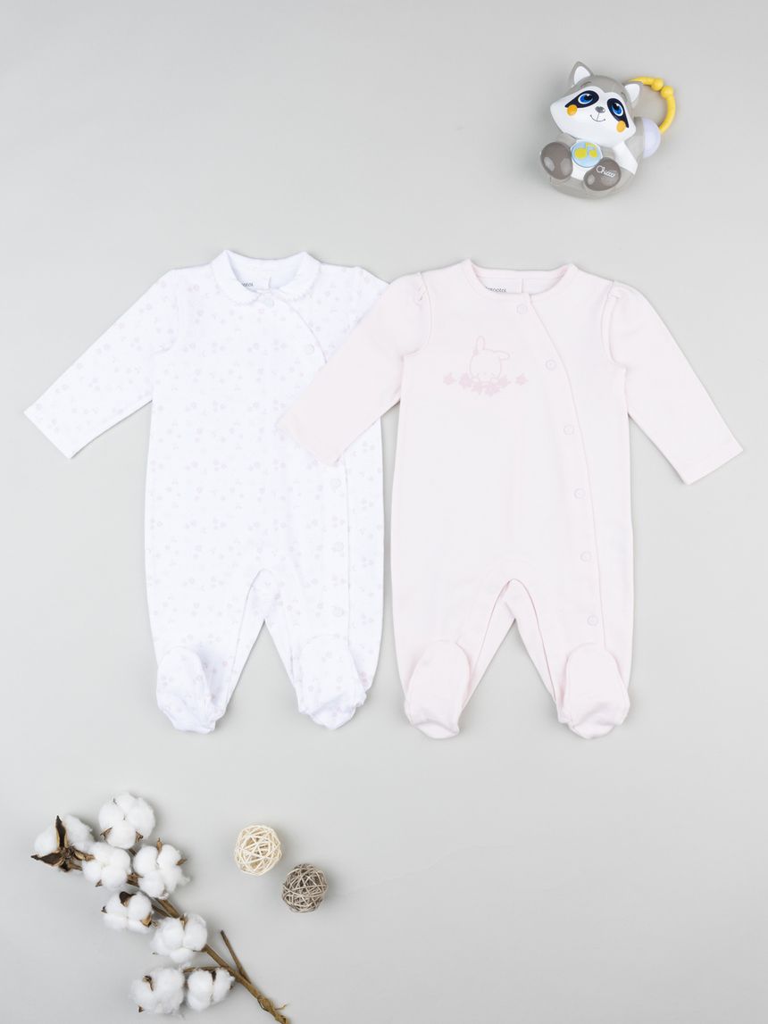Tutine neonata bianco/rosa coniglietto