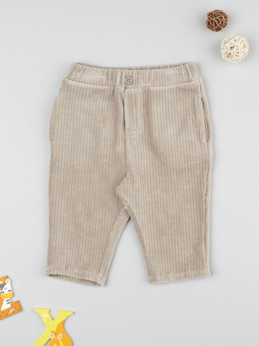Pantalone velour  bimbo beige