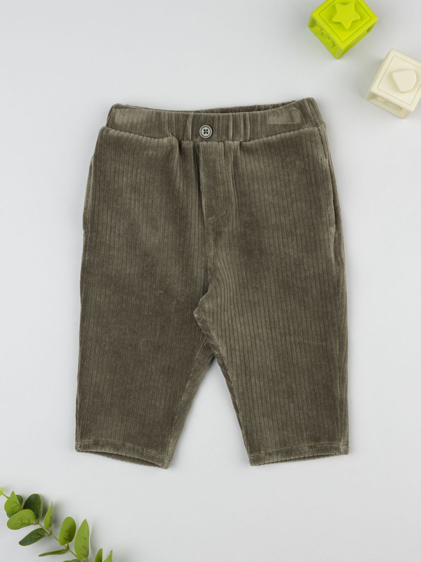 Pantaloni velour bimbo verde