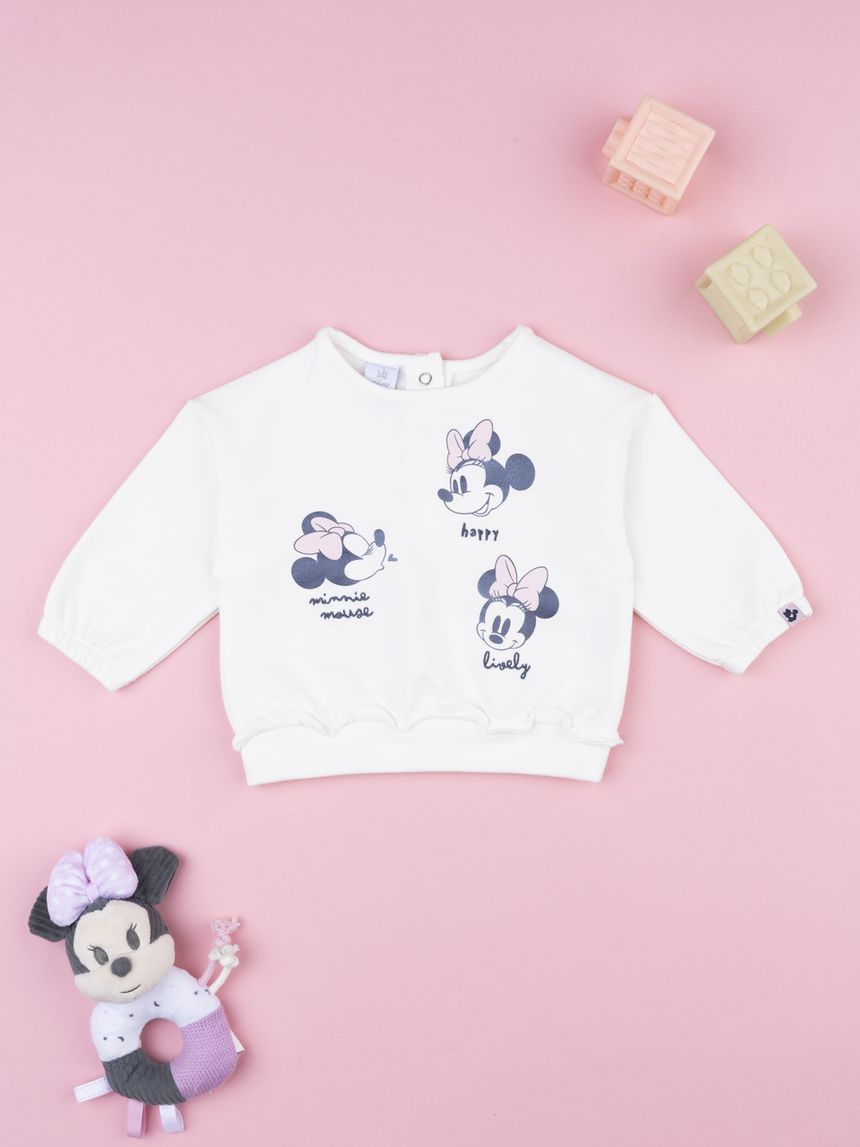 Felpa bianca girocollo bimba minnie
