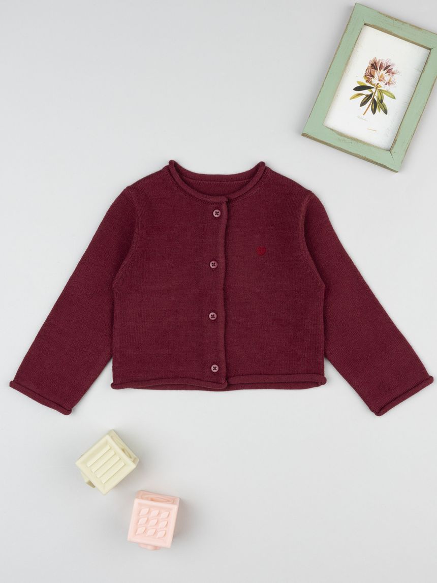 Cardigan bimba bordeaux cuore