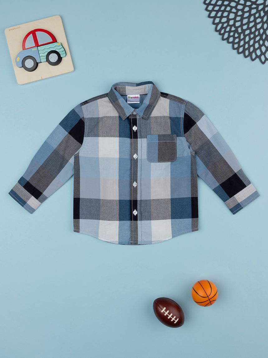 Camicia scozzese bimbo blu