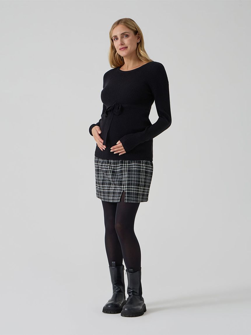 Maglia premaman nera tricot con coulisse