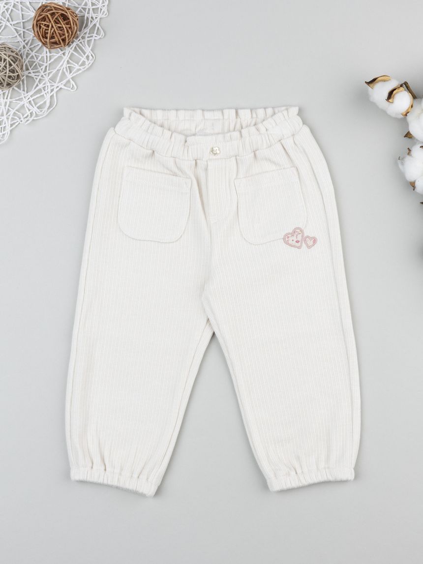 Pantalone bimba bianco a coste