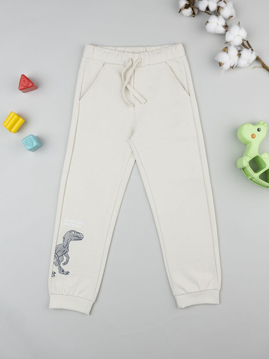 Pantalone bambino beige stampa rilievo