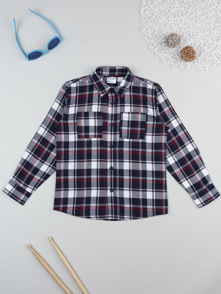 Camicia flanella bambino blu/rosso