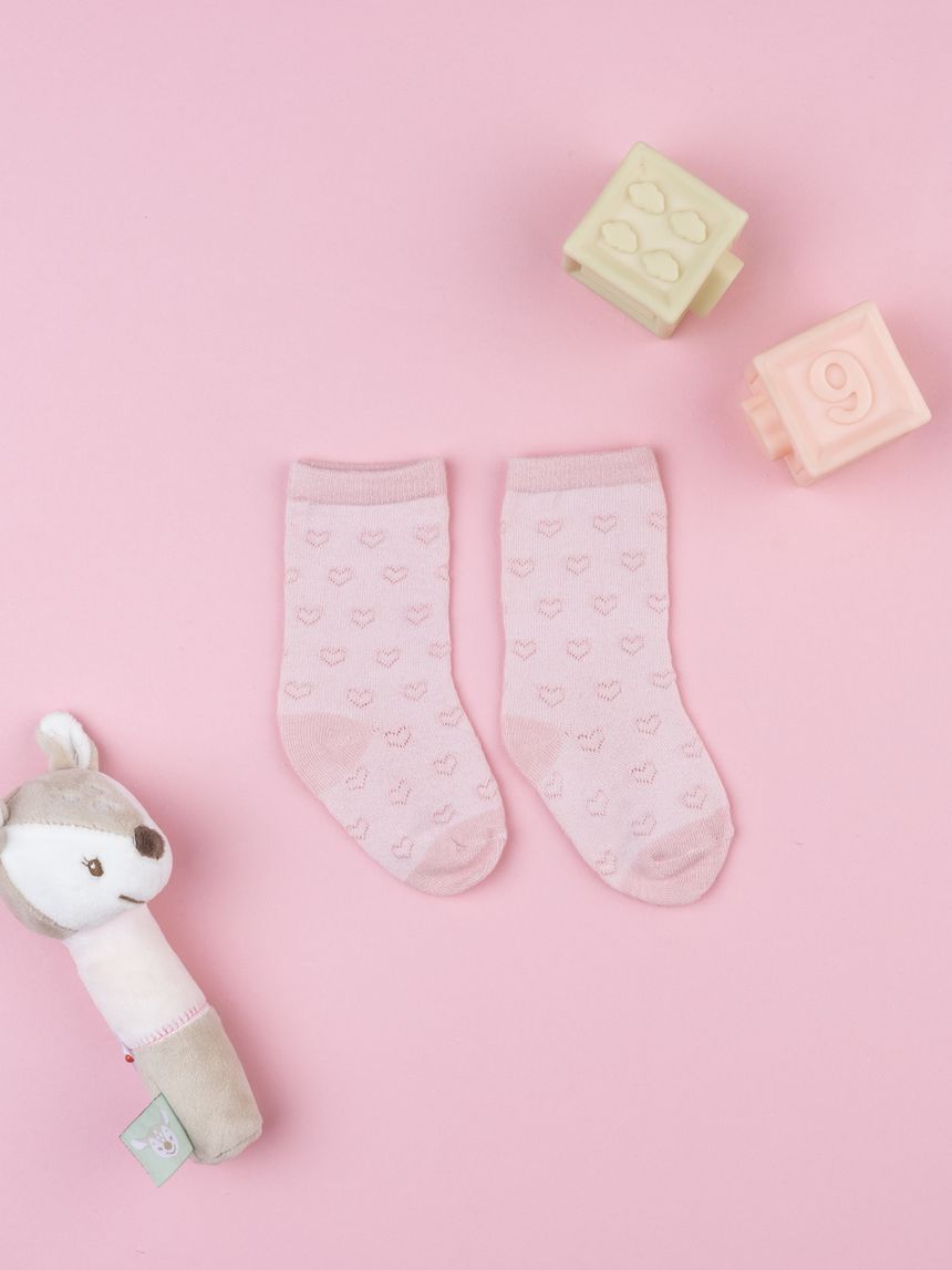 Calze bimba cuori rosa