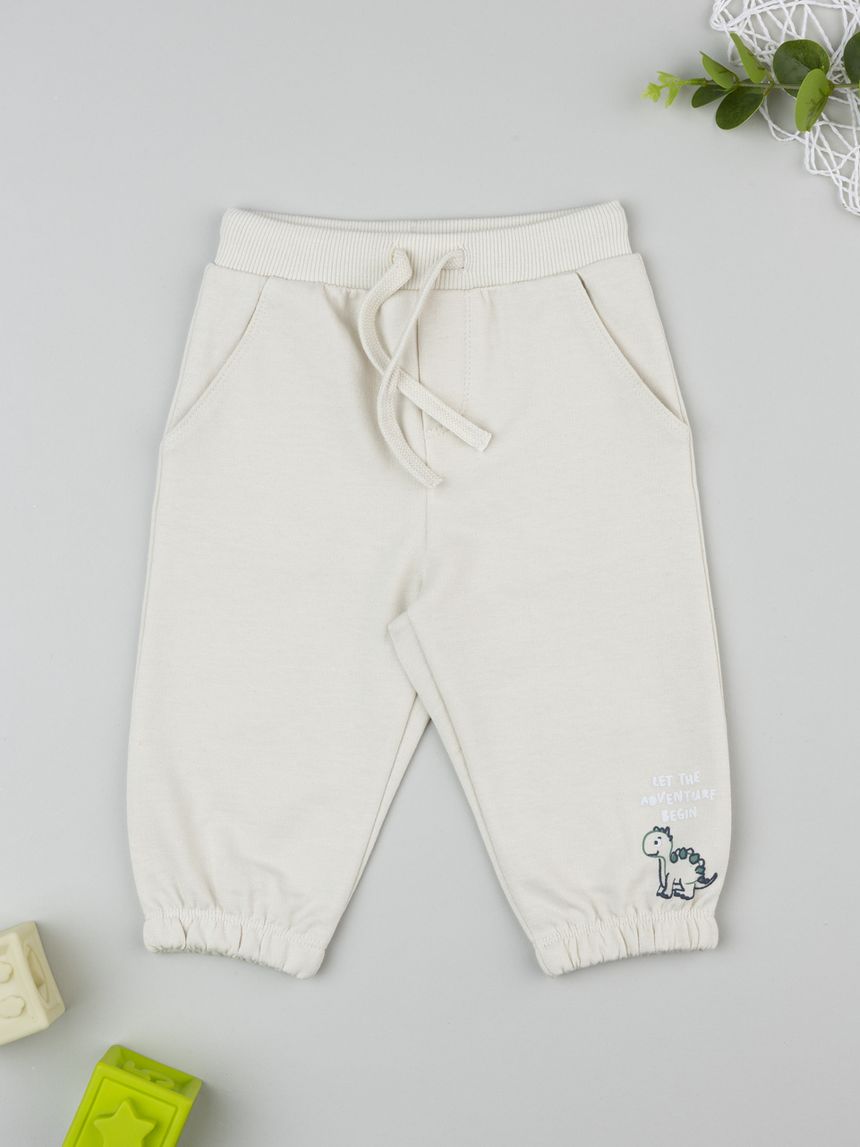 Pantalone bimbo beige stampa rilievo