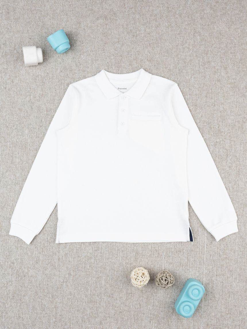 Polo bambino bianca maniche lunghe