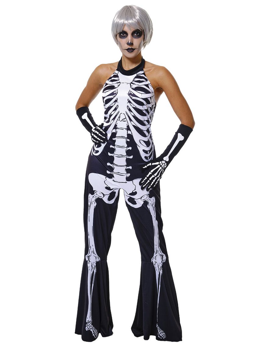 Costume scheletro donna taglia unica – halloween adulto