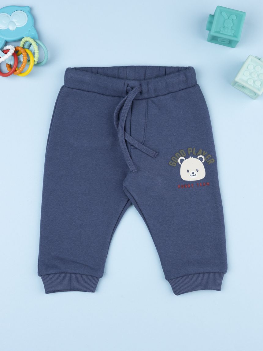 Pantalone felpato blu bimbo