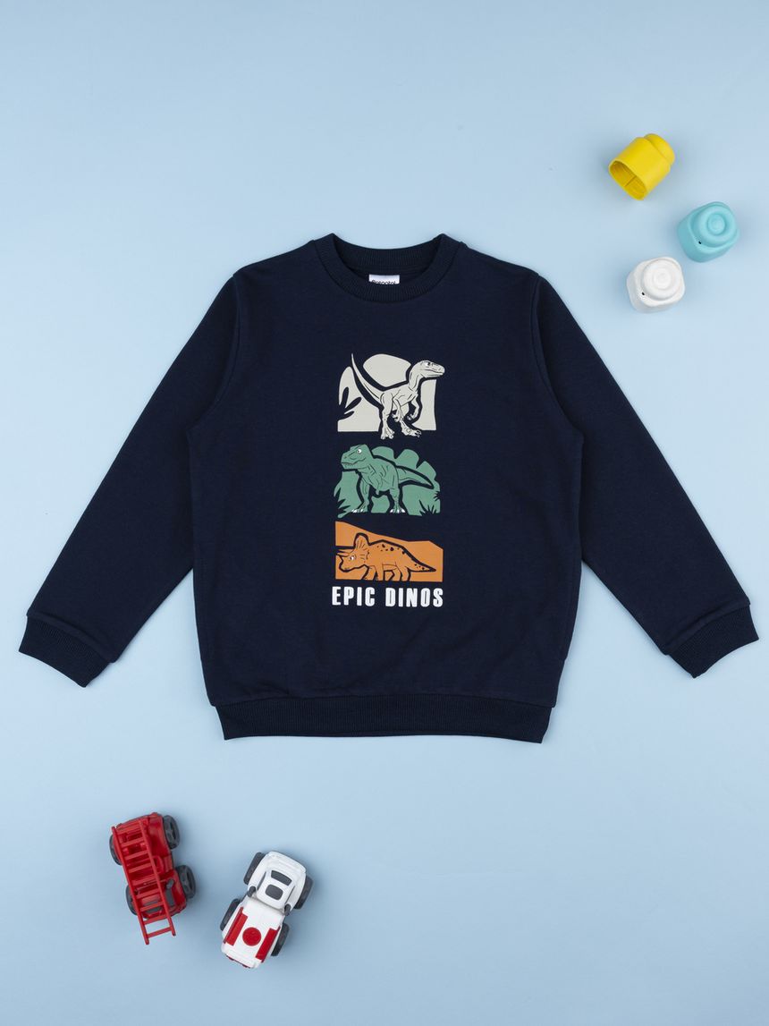 Felpa bimbo blu stampata "epic dinos"