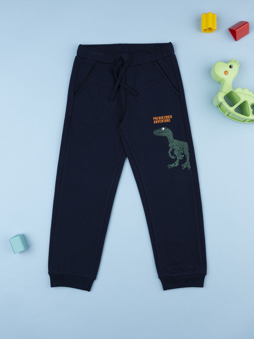 Pantalone bambino blu stampa in rilievo