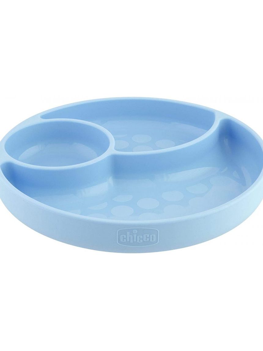 Piatto silicone a scomparti con ventosa 12 mesi + azzurro - chicco