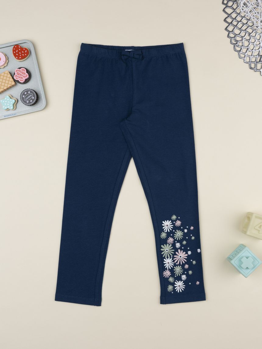 Legging bimba blu fiori