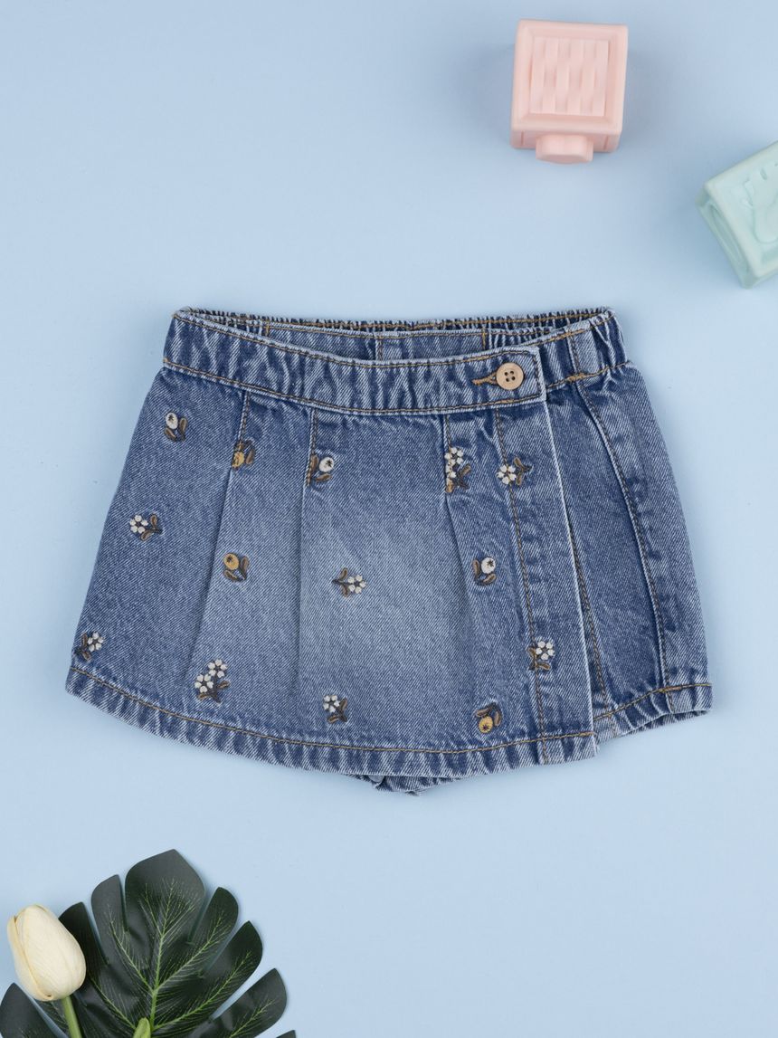 Gonna a pantalone denim bimba fiori
