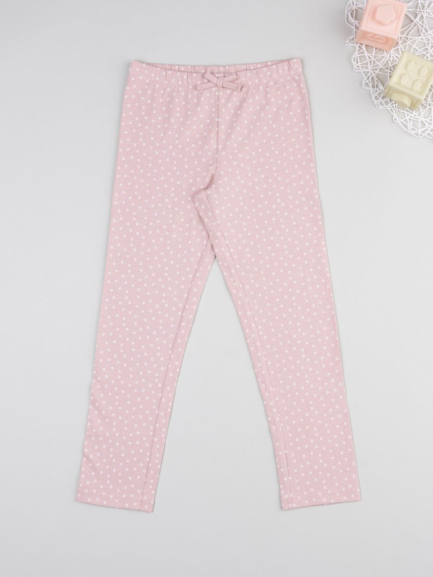 Legging bambina rosa fiori allover