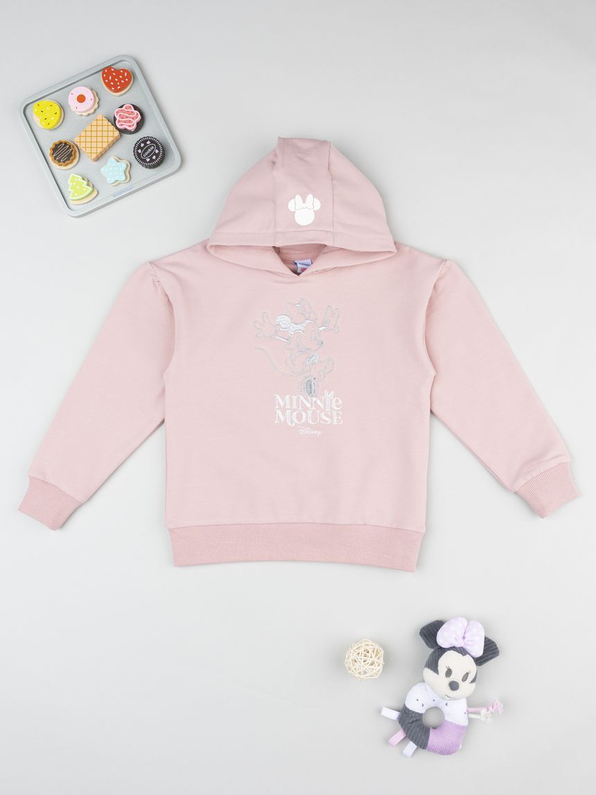 Felpa con cappuccio bambina rosa minnie