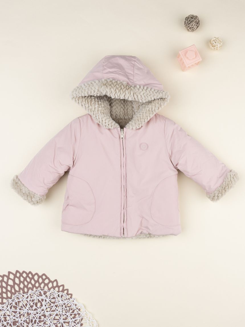 Giacca reversibile bimba rosa
