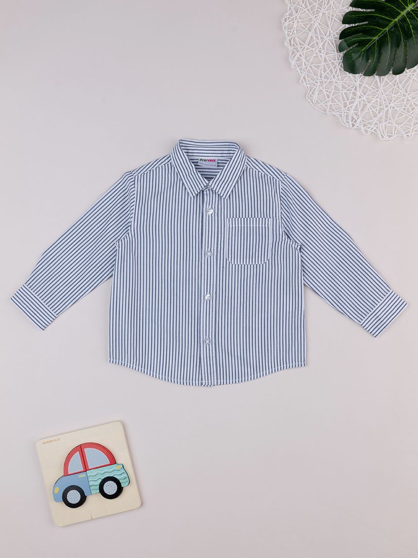 Camicia bimbo rigata bianca/blu