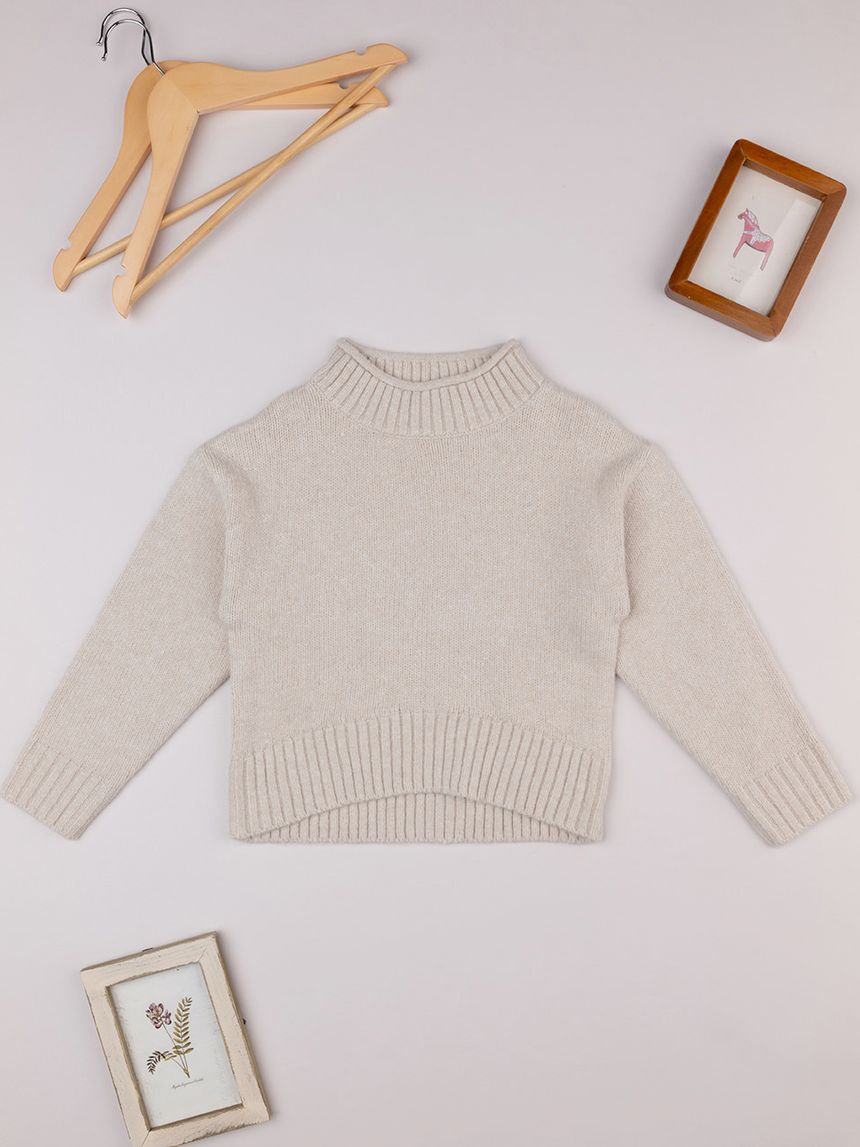 Maglia tricot  beige bambina