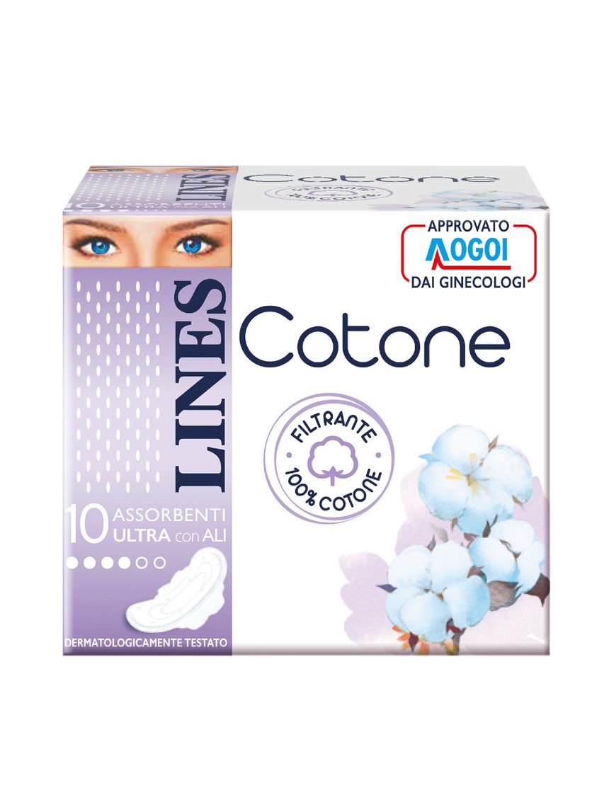 Assorbenti  cotone ultra giorno con ali (10 pz) - lines
