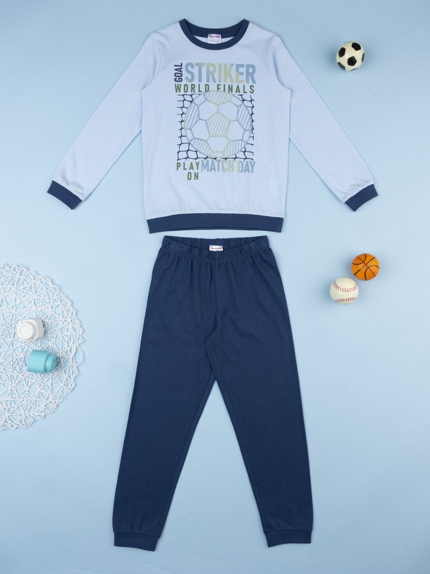 Pigiama bambinoo 2 pezzi blu/grigio soccer
