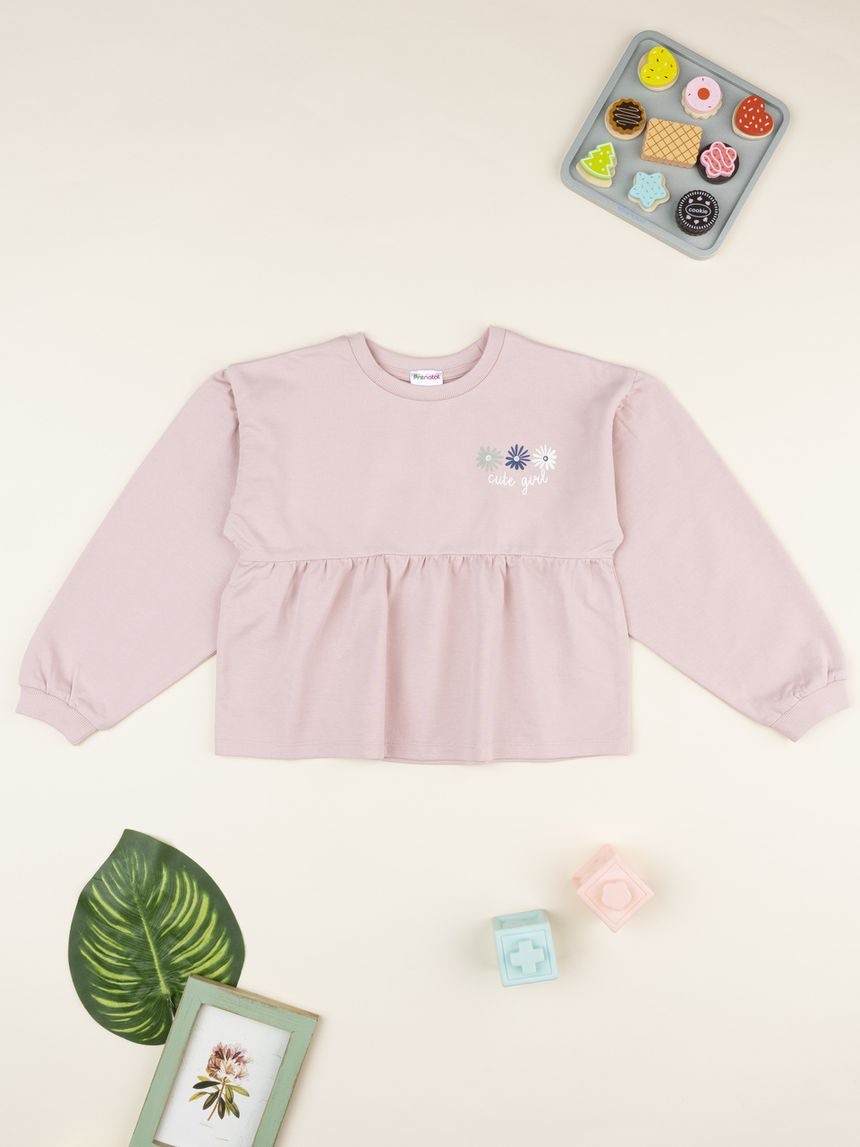 Felpa bimba rosa stampa margherite