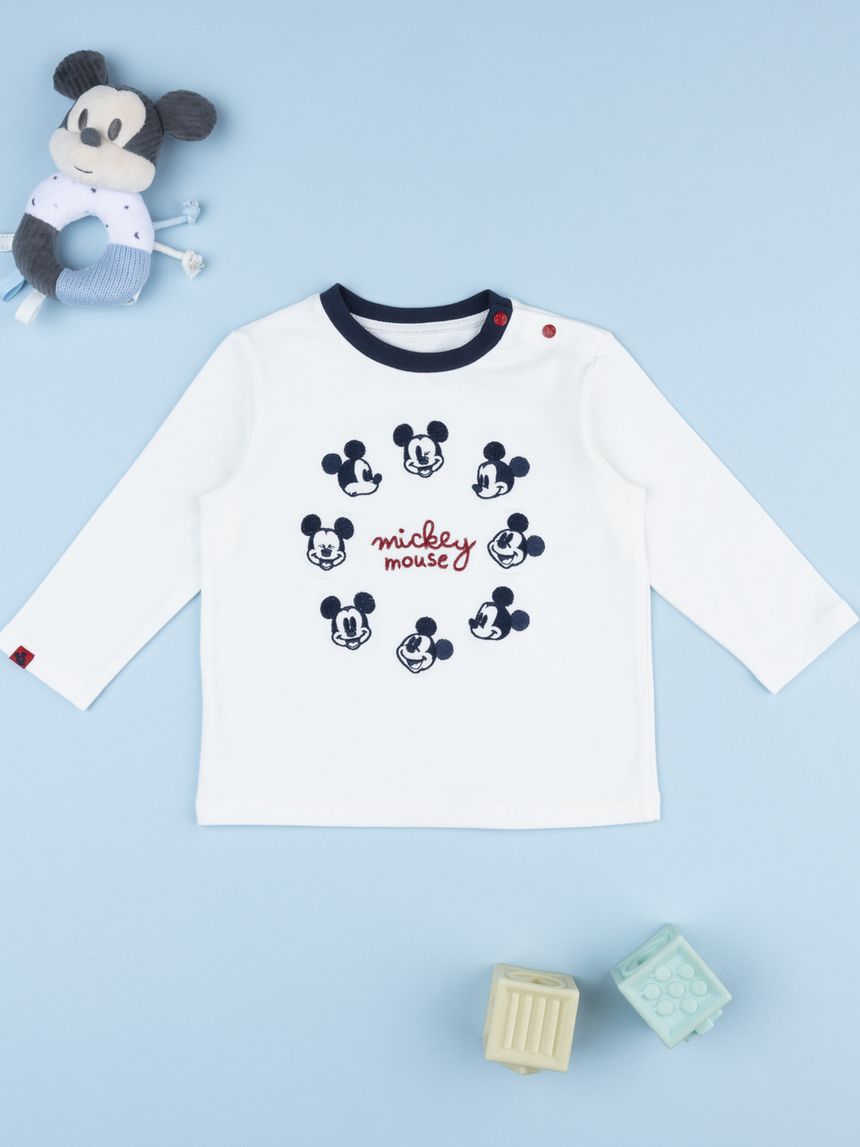 T-shirt bimbo bianca mickey mouse