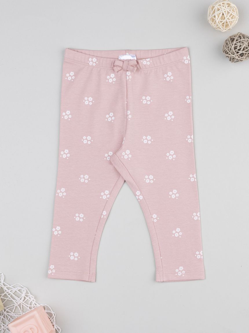 Legging bimba rosa fiori allover