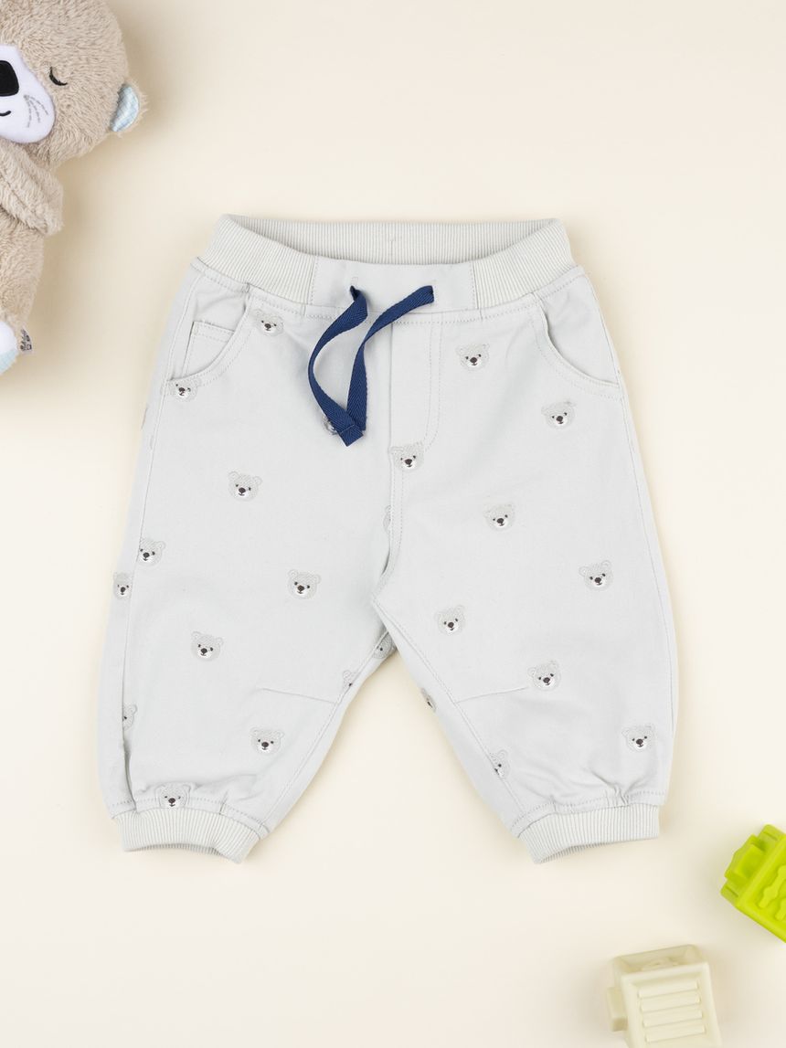 Pantalone bimbo beige orsetti allover