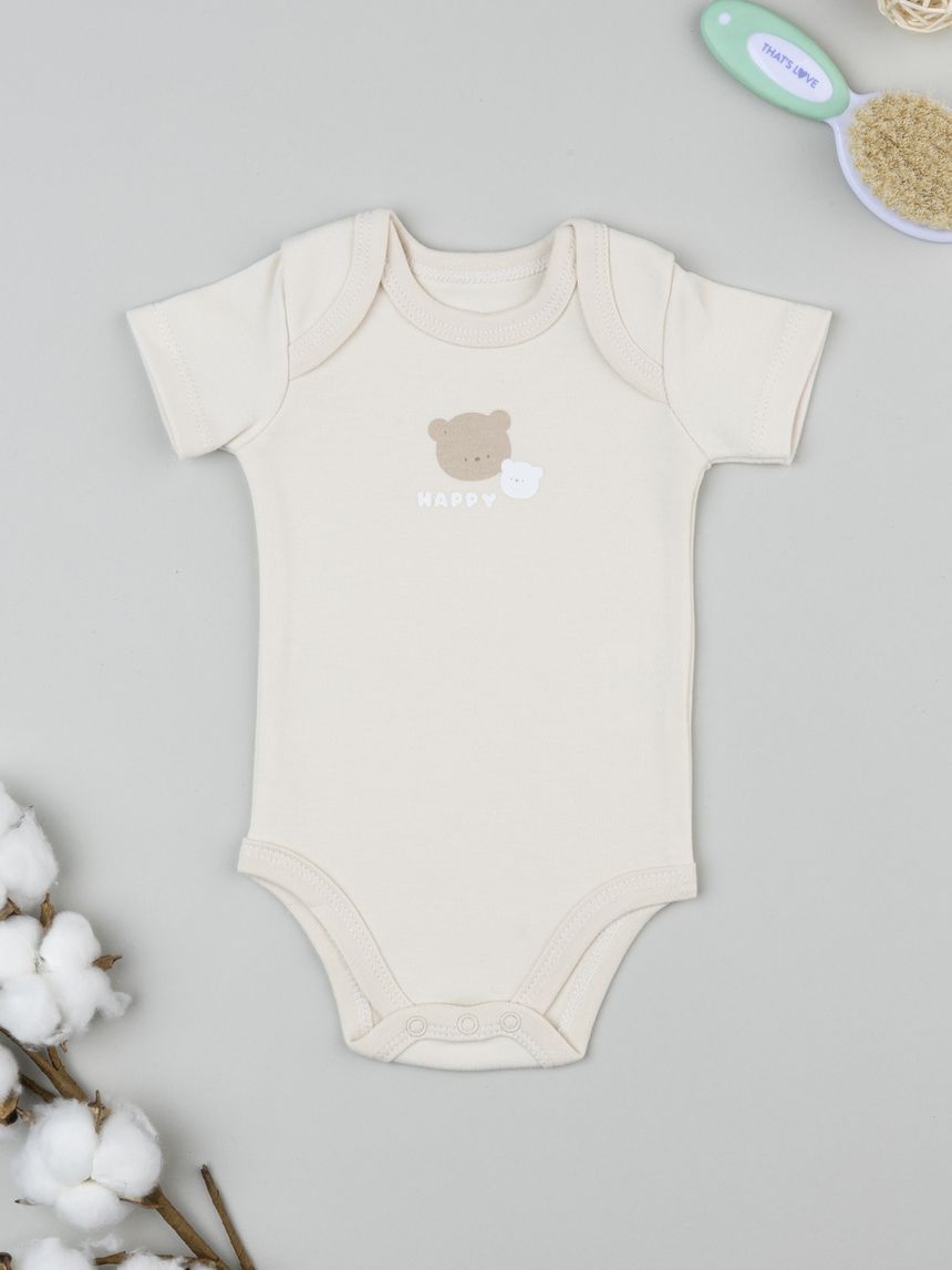 Body cotone felpato beige neonato