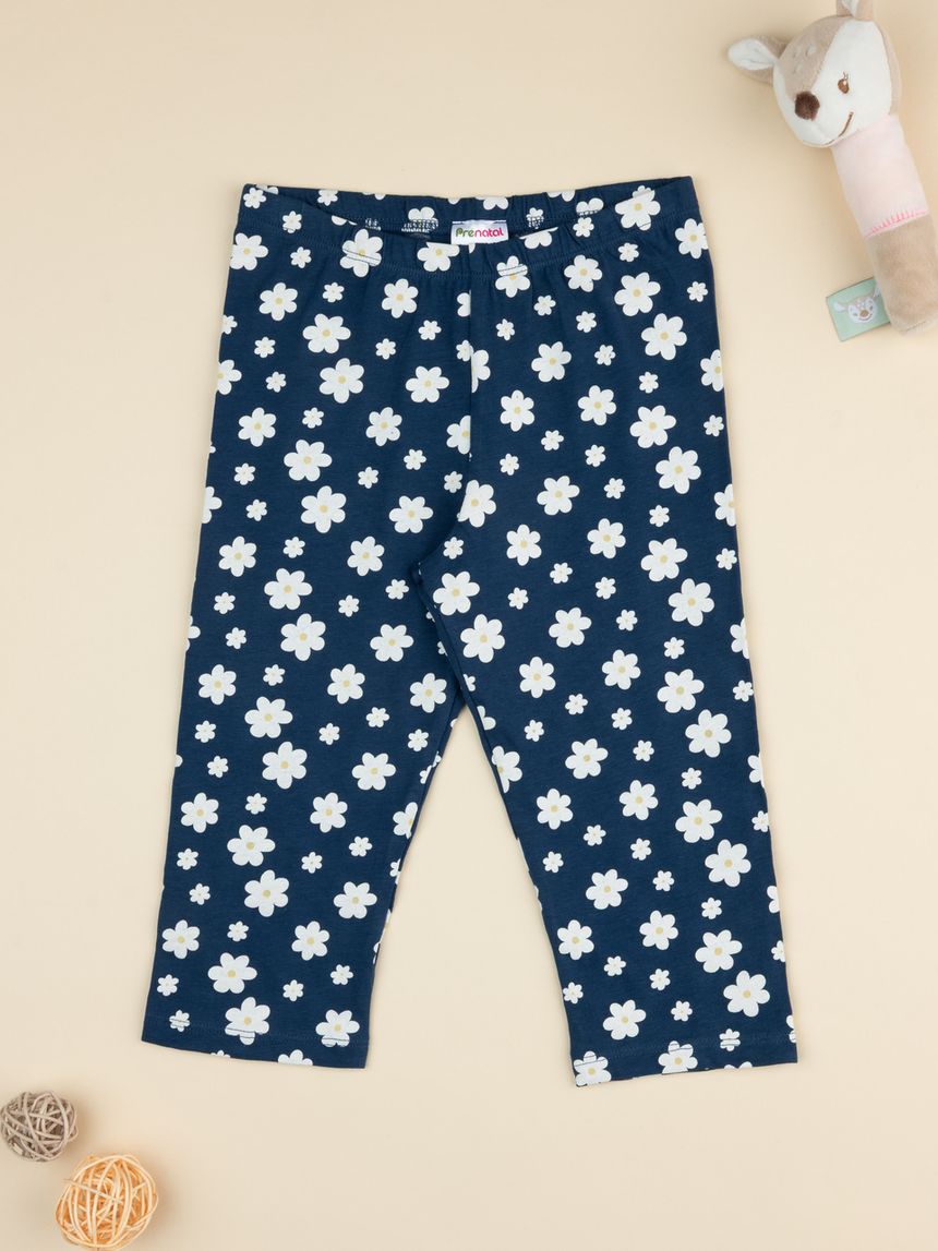 Leggings 3/4 blu bimba margherite