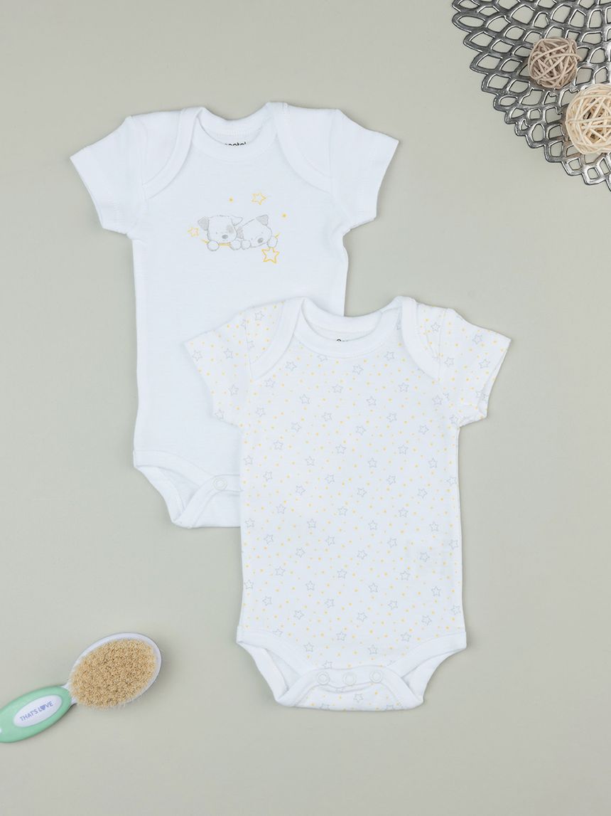 Pack 2 body unisex mezza manica stelline