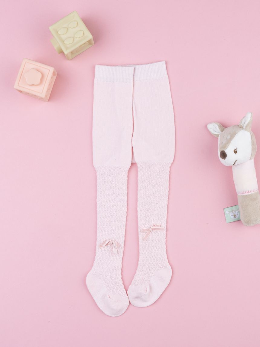 Collant neonata rosa con fiocchetto