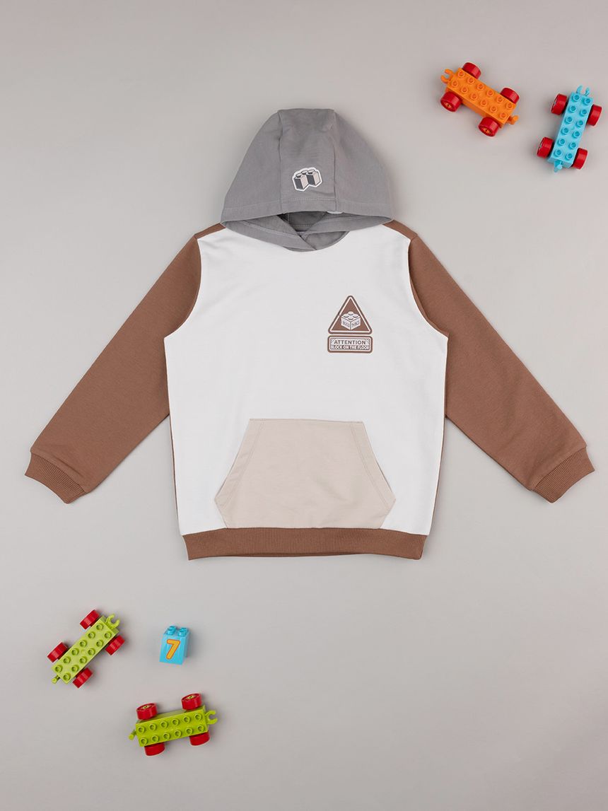 Felpa bimbo color block marrone