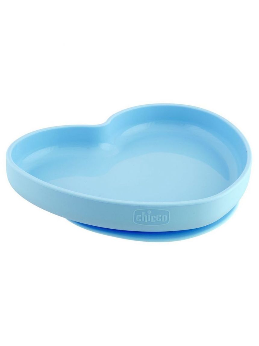 Piatto cuore in silicone con ventosa 9m+ azzurro - chicco