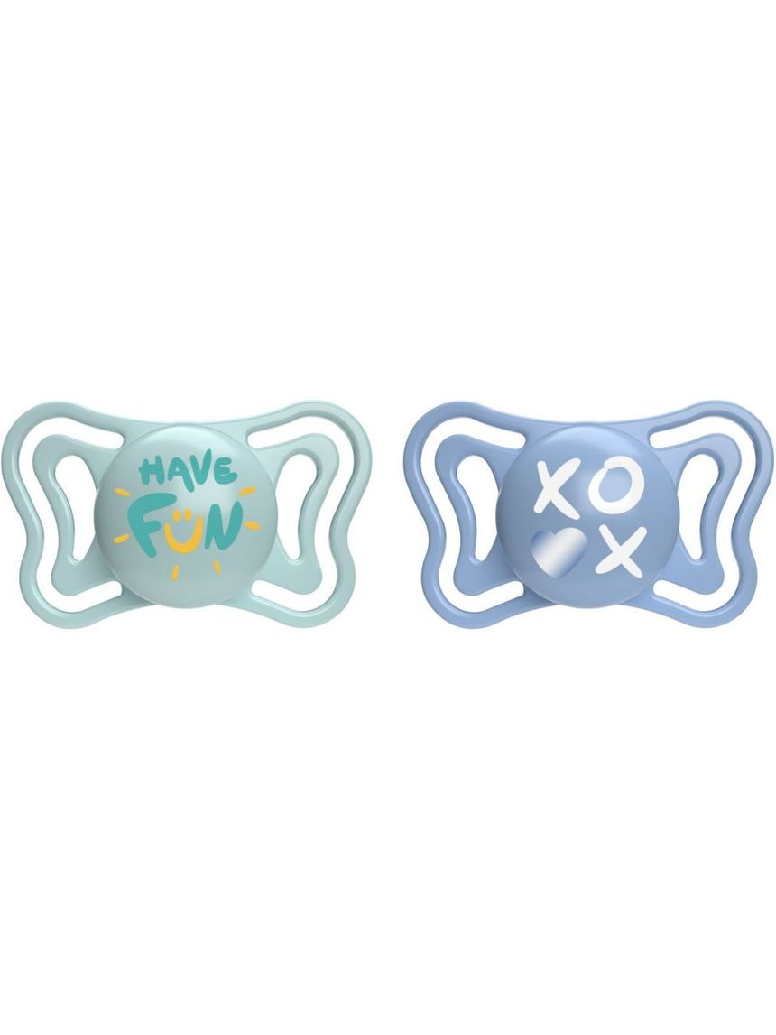 2 succhietti physio light silicone 6-16m azzurro – chicco