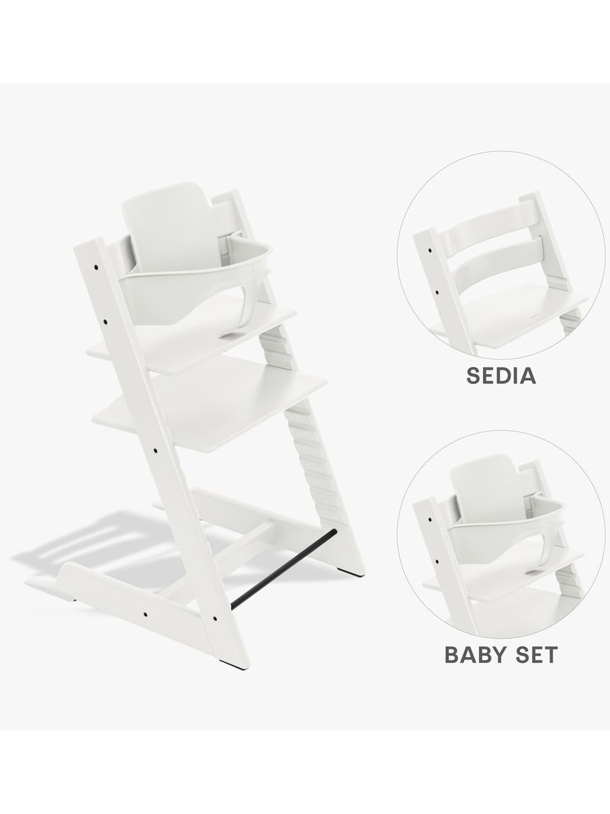 Pack seggiolone tripp trapp® bianco sedia + babyset - personalizzabile - stokke®
