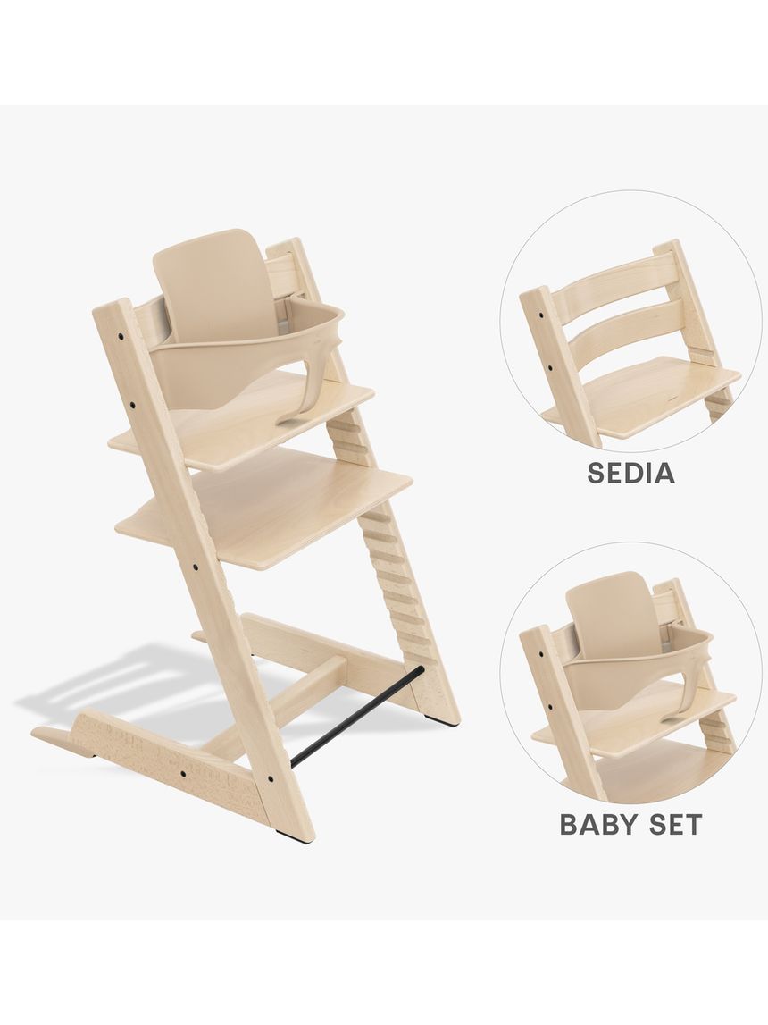 Pack seggiolone tripp trapp® naturale sedia + babyset - personalizzabile - stokke®