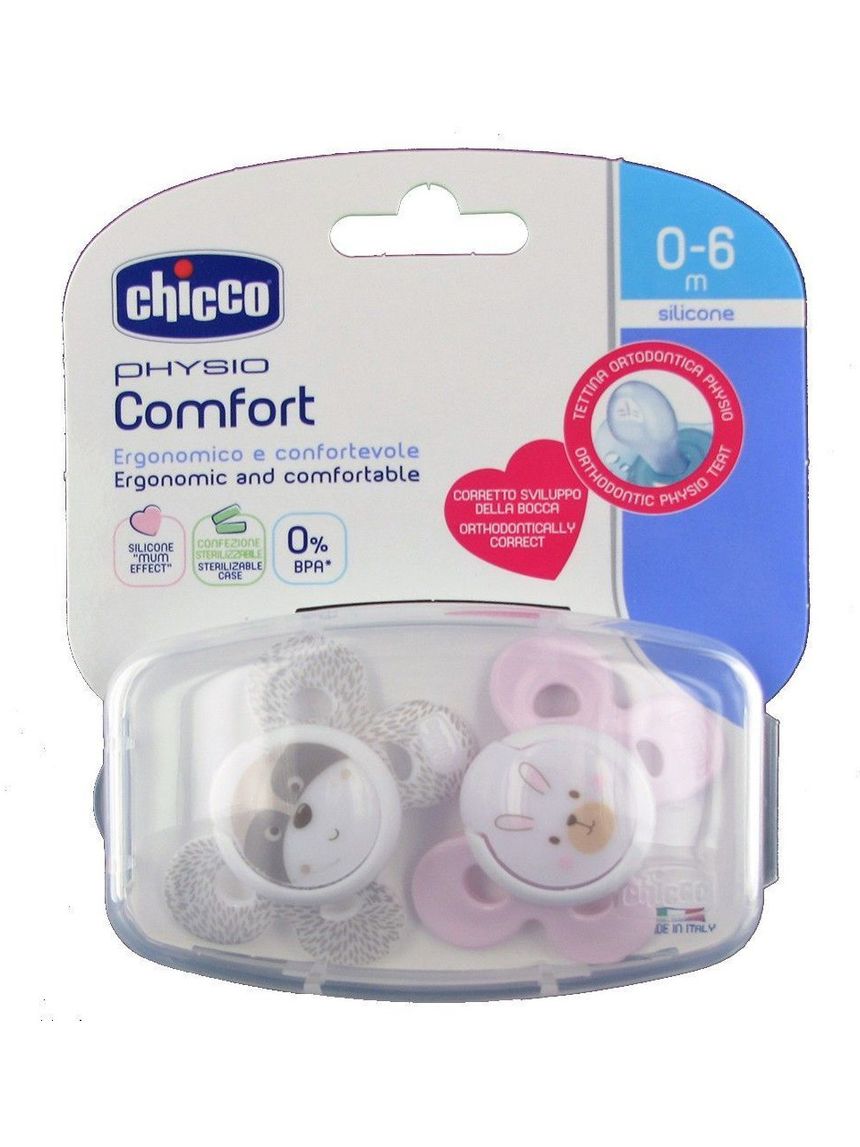 Succhietto comfort bimba silicone 0-6m 2pezzi - chicco