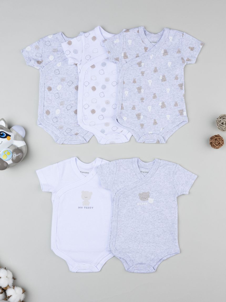 Pack 5 body maniche corte neonato orsetto