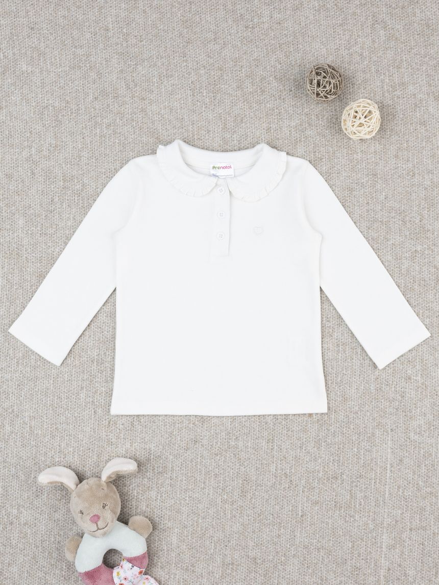 Polo bimba bianca maniche lunghe