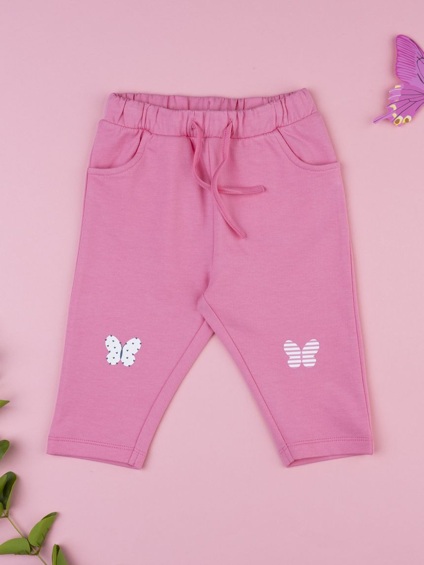 Pantalone bimba rosa stampa farfalle