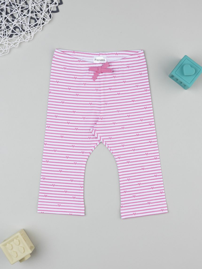 Legging bimba rigati con fiocco