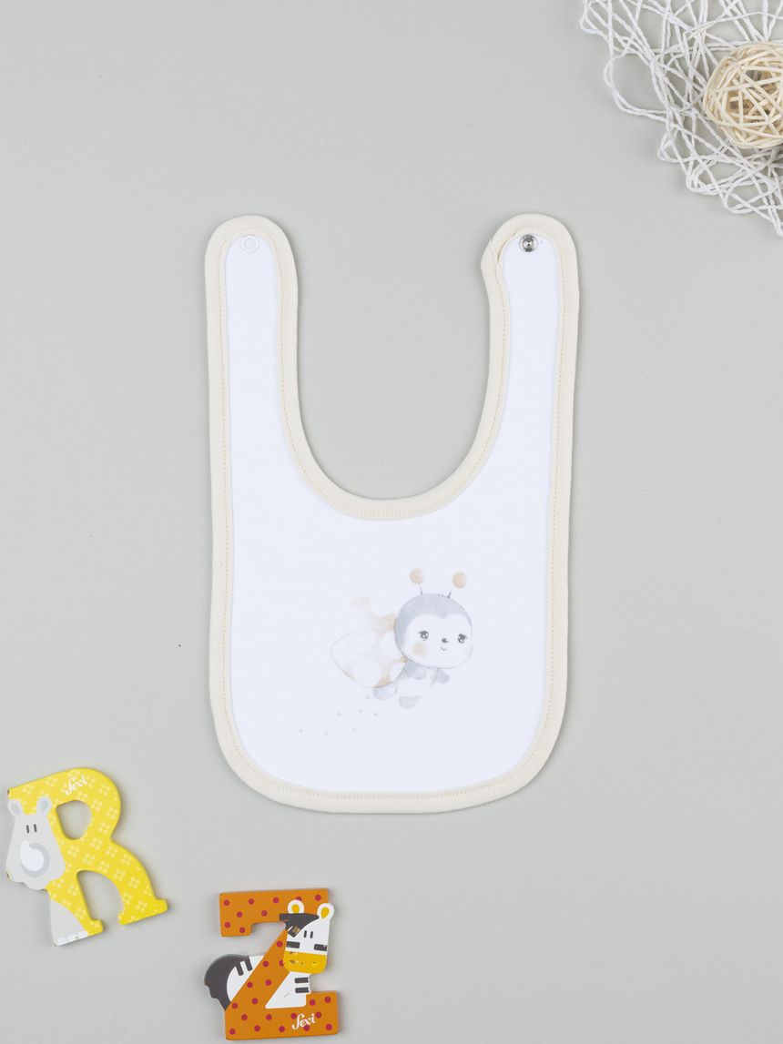 Bavaglino neonata panna ape