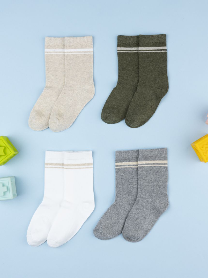 Pack 4 gambaletti bambino riga contrasto