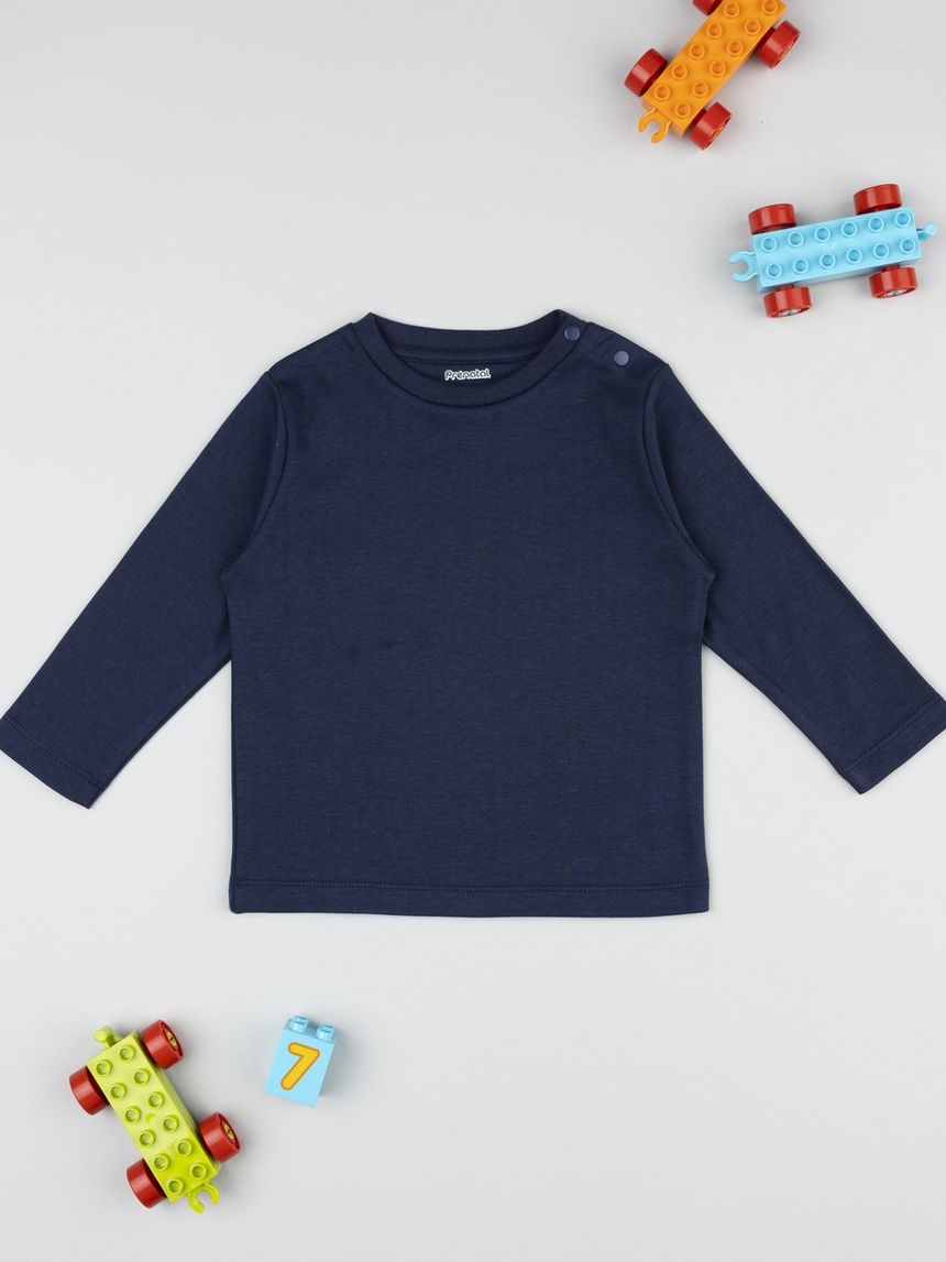 T-shirt bimbo blu scuro maniche lunghe
